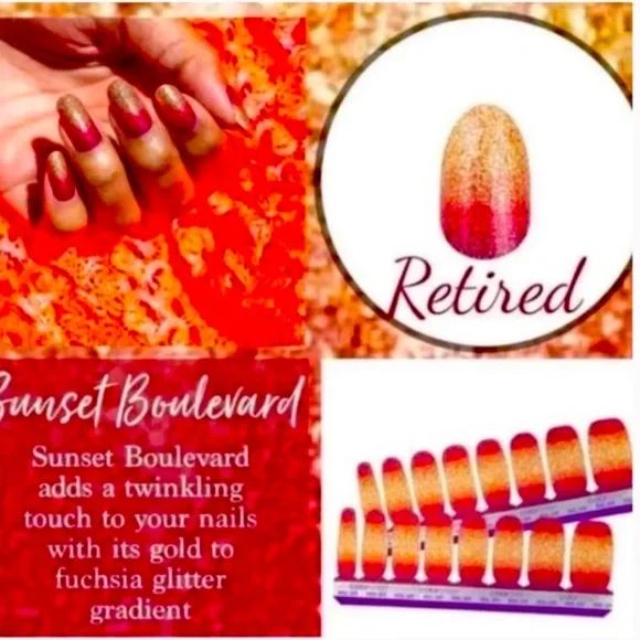 Color Street Nail Strips Sparkly Ombré Gold 2 Fuchsia-Sunset Boulevard 2 for $18 - Picture 8 of 8